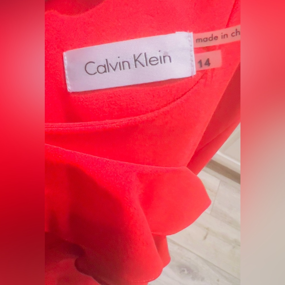 Calvin Klein Red Ruffles Dress - Size 14 - Picture 6 of 7